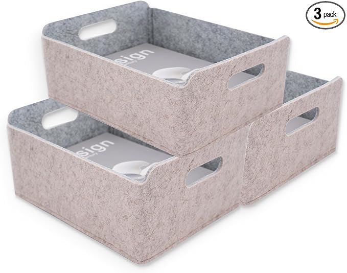 Welaxy Storage Baskets Collapsible Felt Storage bin Foldable Shelf Drawers by Welaxy