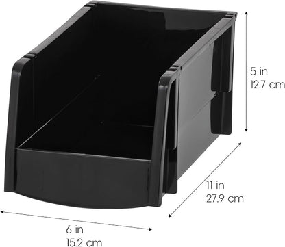 IRIS USA Medium Stackable Storage Bins, |Made in USA|, Plastic Open Front Shelf - Image 2