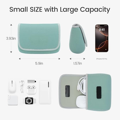 LENTION Mint Green Neoprene Electronic Organizer Pouch - Image 2