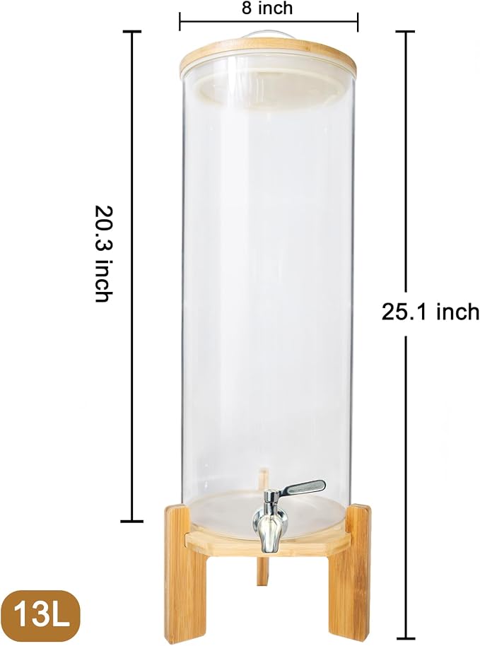 Beverage Dispenser, 3.5 Gallon Glass Drink Dispenser - Image 3
