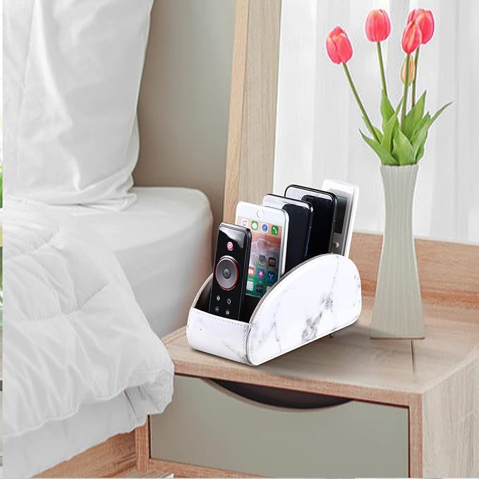 All-in-One Leather White TV Remote Holder - Image 6