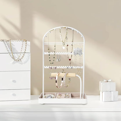 Multi-Functional Jewelry Holder Organizer Necklace Display Stand Velvet Lined - Image 2