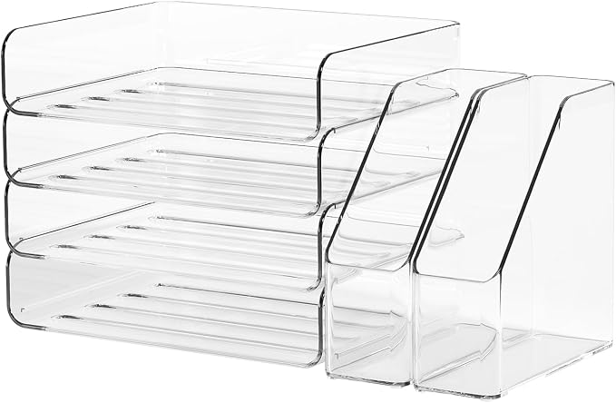 4-Tier Clear Acrylic Paper Tray Organizer by Unknown