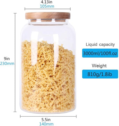 SAIOOL Modern Design Transparent Glass Food Storage Jars, 100FL OZ | 3000ml - Image 3