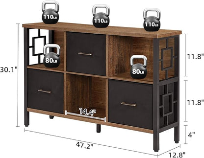 HOMISSUE 6 Cube Storage Organizer Shelf, Rustic Short Bookshelf - Image 2