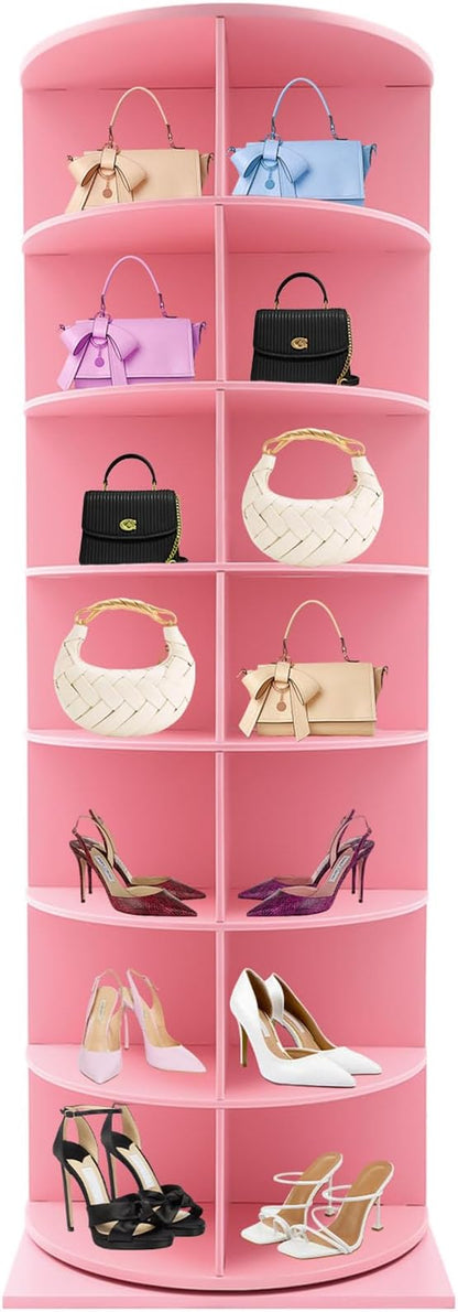 Rotating Shoe Rack, Free Standing Vertical Handbag Rotate Display Storage - Image 4
