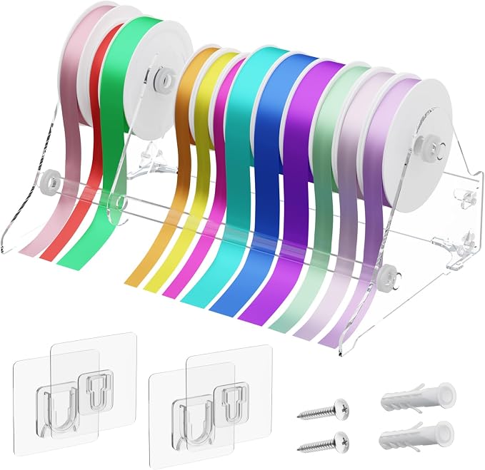 Homakover Acrylic Ribbon Storage Organizer, Wall Mounted or Desk Top, 2-Layer by Homakover
