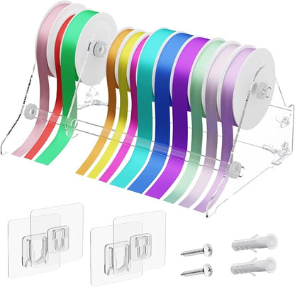 Homakover Acrylic Ribbon Storage Organizer, Wall Mounted or Desk Top, 2-Layer by Homakover