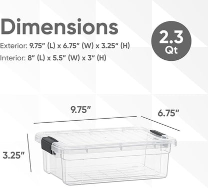 Superio Storage Bins with Lids- 6 Pack, 2.3 Qt Clear Boxes - Image 2