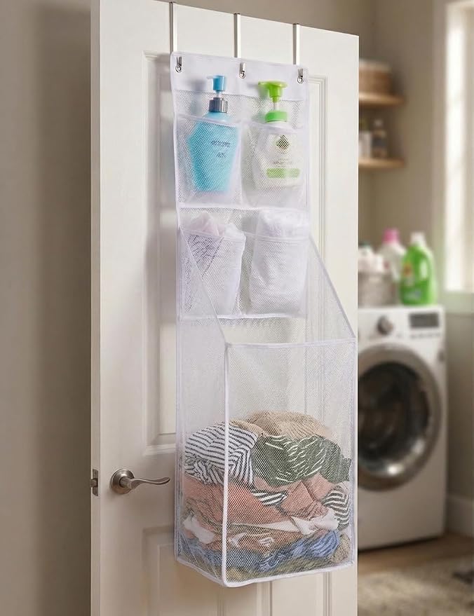 ALYER Multi-Scene Suitable Hanging Mesh Laundry Basket, Behind The Door Storage - Image 7