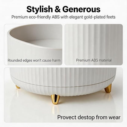 360 Rotating Makeup Brush Holder Organizer, 5-Slot White Spinning Cup - Image 4