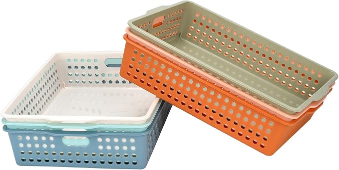 6-Pack Stackable Paper Trays Turn In Trays Classroom Paper Organizer Bins | - Image 6