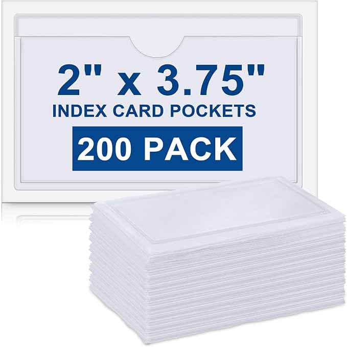 Outus 200 Pack 2.48 x 4.06 Inch Self Adhesive Label Pockets Bulk Plastic Labels by Outus