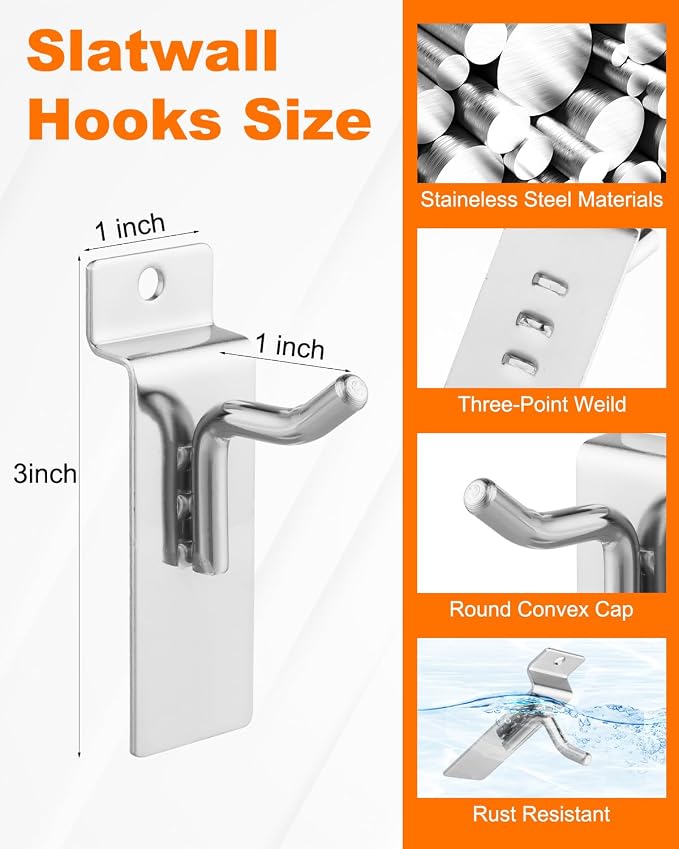 1" Slatwall Hooks, 30 Pack Slat Wall Accessories Hanging Display Hooks - Image 4