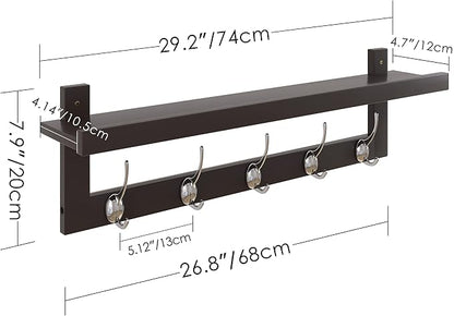 SMIBUY Coat Hooks with Shelf Wall-Mounted, 29.2 Inch Entryway Coat Rack - Image 2