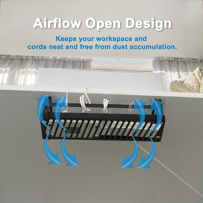 Under Desk Cable Management Tray, 17 in Metal Cable Tray Basket - Image 3