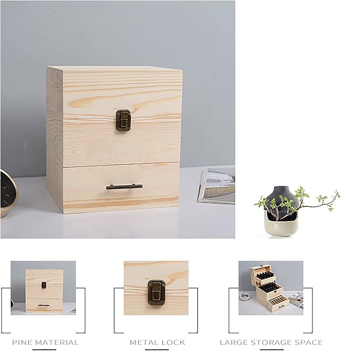 3 Tiers Essential Oil Storage Box, Wooden Perfume Bottle Display Organizer Case - Image 7