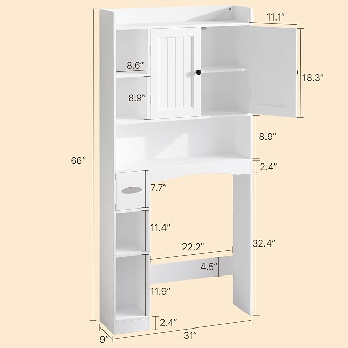 Gizoon 66''H Over The Toilet Storage Cabinet, - Image 2