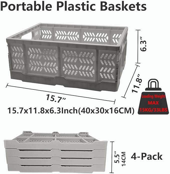 20L Folding Crate, Collapsible Storage Crates - Image 4