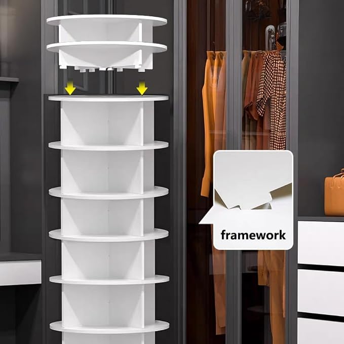 Shoe Organizer 6-Tier Spinning Shoe Rack - Image 9