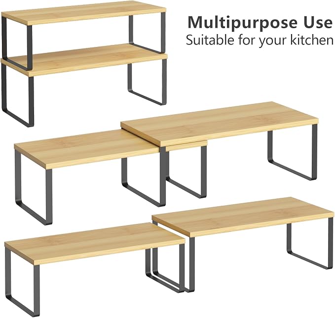 NEX Kitchen Cabinet and Counter Shelf Organizer, Stackable & Expandable - Image 4
