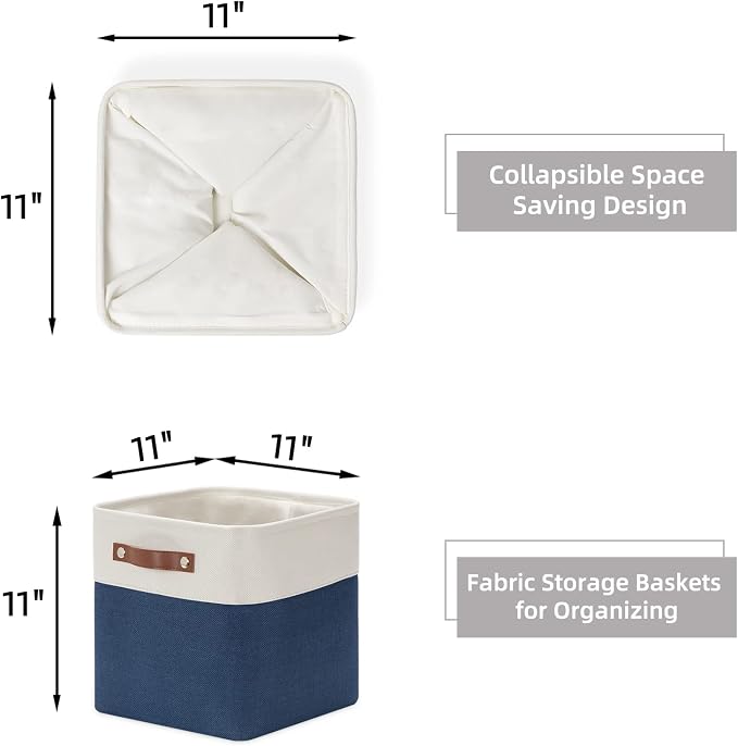 HNZIGE Fabric Cube Storage Bins Basket Set of 4, Closet Storage Cubes - Image 2