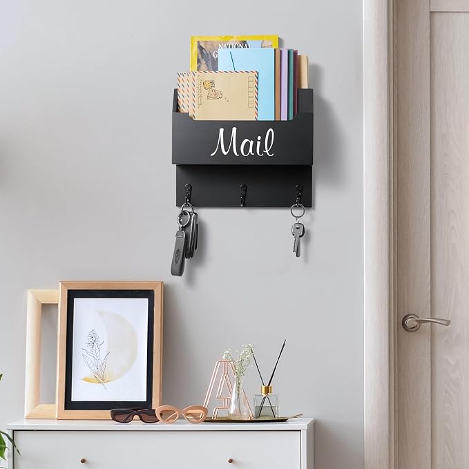 DRASTAR Mail Organizer Wall Mounted, Wooden Mail Sorter & Key Holder - Image 2