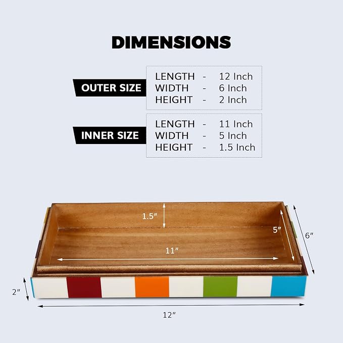 Handicrafts Home Large Decorative Storage Box 12x6– Coffee Table Organizer Box - Image 2