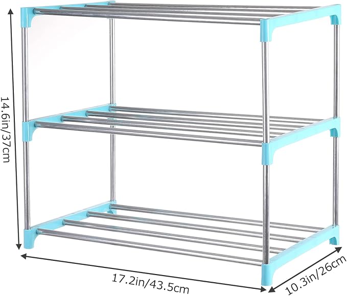 Small Shoe Rack, Narrow Stackable Shoe Shelf Organizer | - Image 3