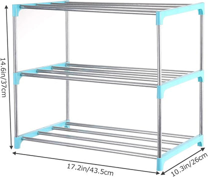 Small Shoe Rack, Narrow Stackable Shoe Shelf Organizer | - Image 3