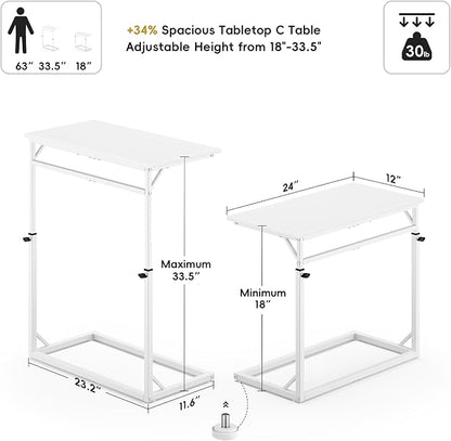 Vagusicc C Shaped End Table, Tall Side Table - Image 3