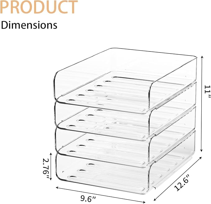 4-Tier Acrylic Paper Tray Organizer | Clear Stackable Desk Organizer - Image 5