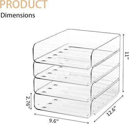 4-Tier Acrylic Paper Tray Organizer | Clear Stackable Desk Organizer - Image 5