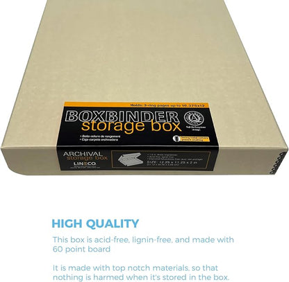 Lineco, Archival Tan 3-Ring Binder Album Box, 12.75x11.5x2 Inch | Acid-Free - Image 3