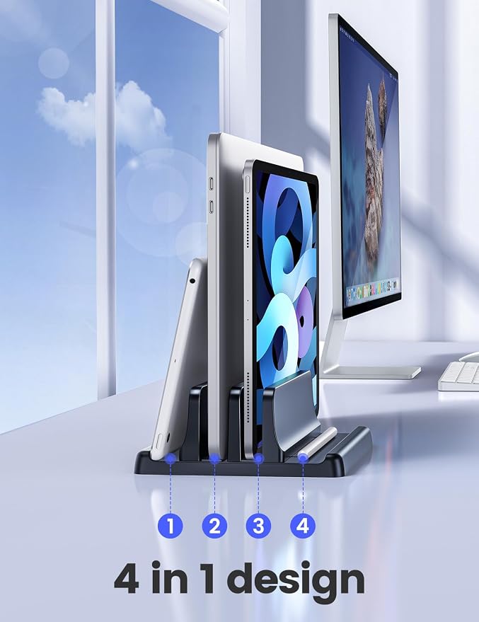 Vaydeer Vertical Laptop Stand for Desk, Dual Slots Plastic Laptop Holder - Image 3