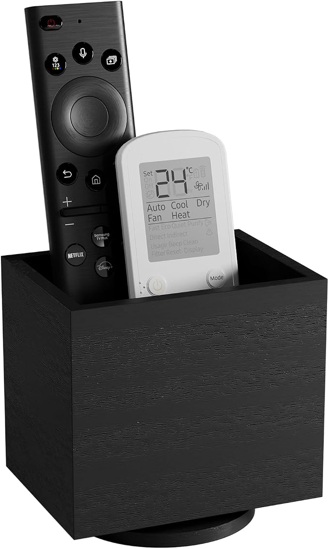 360° Rotating Remote Control Holder, Wooden TV Remote Holder by BUYNOW