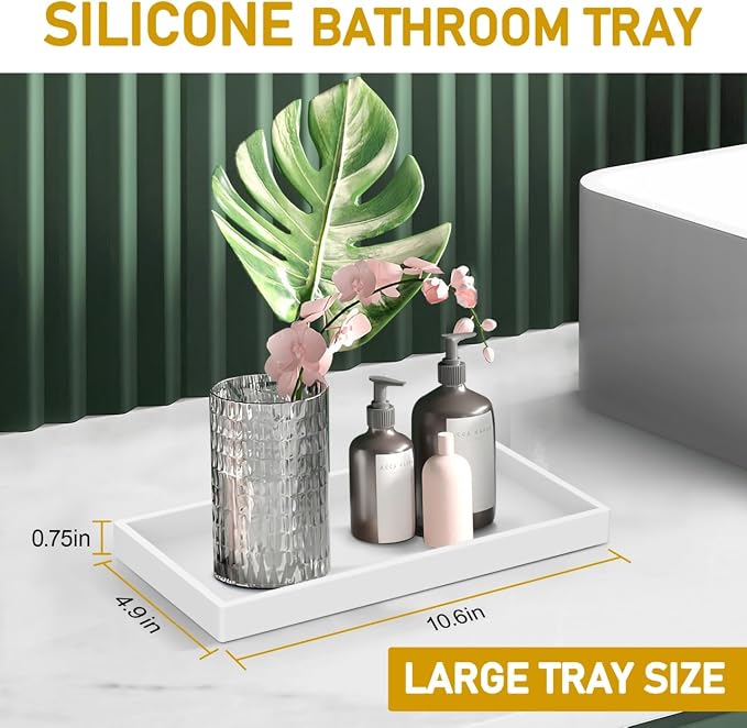 Bathroom Counter Tray, EG-SIPRO High-Grade Thickened Silicone Bathroom Vanity - Image 8