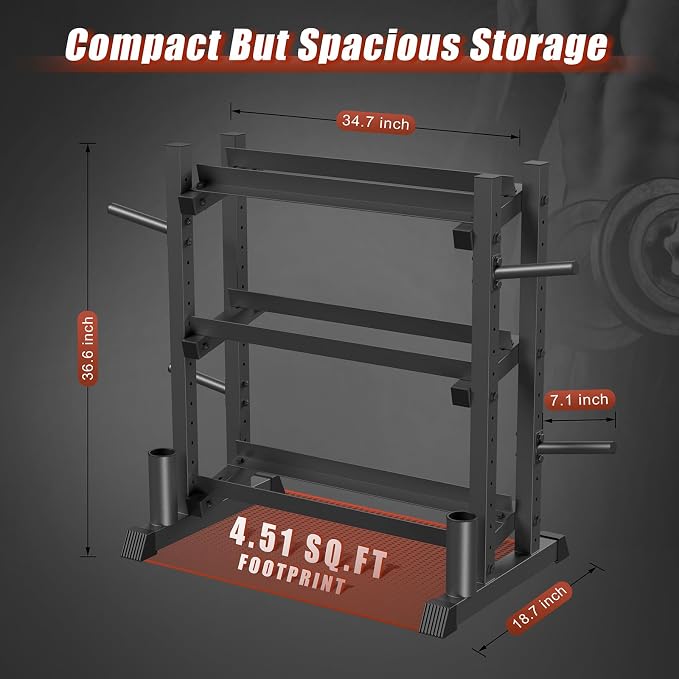 3-Tier Dumbbell Rack, 1100LB Capacity Adjustable Weight Rack - Image 6