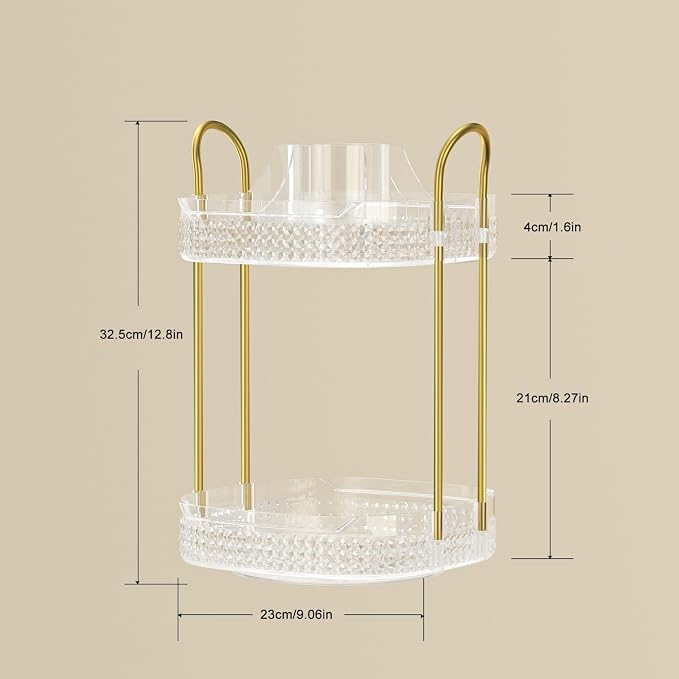 360 Rotating Makeup Organizer 2 Tier, Large Skincare Clear Make Up Storage - Image 5