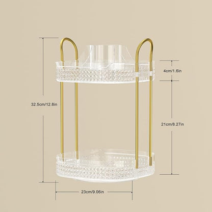 360 Rotating Makeup Organizer 2 Tier, Large Skincare Clear Make Up Storage - Image 5