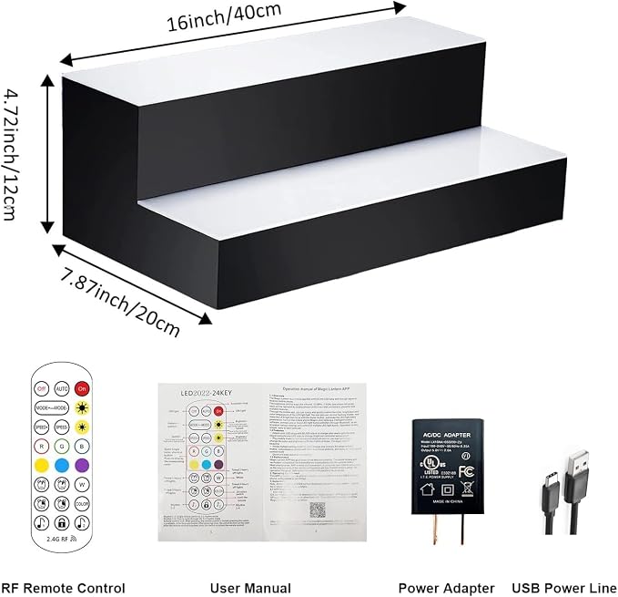 VONCI LED Lighted Liquor Bottle Display Shelf, 16-Inch 2-Step Bar Bottle - Image 7