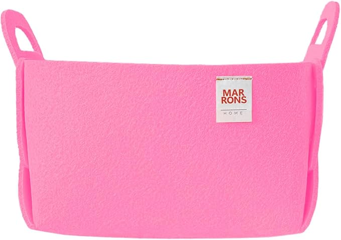 Collapsible Felt Pink Storage Bin Small 7.1"x5.1"x5.1" – Foldable Basket by MARRONS