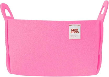 Collapsible Felt Pink Storage Bin Small 7.1"x5.1"x5.1" – Foldable Basket by MARRONS