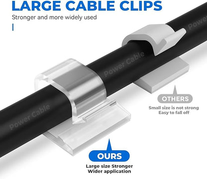Large Cable Clips 40pcs with Strong Adhesive Tapes, Wire Holder Organizer Cord - Image 3