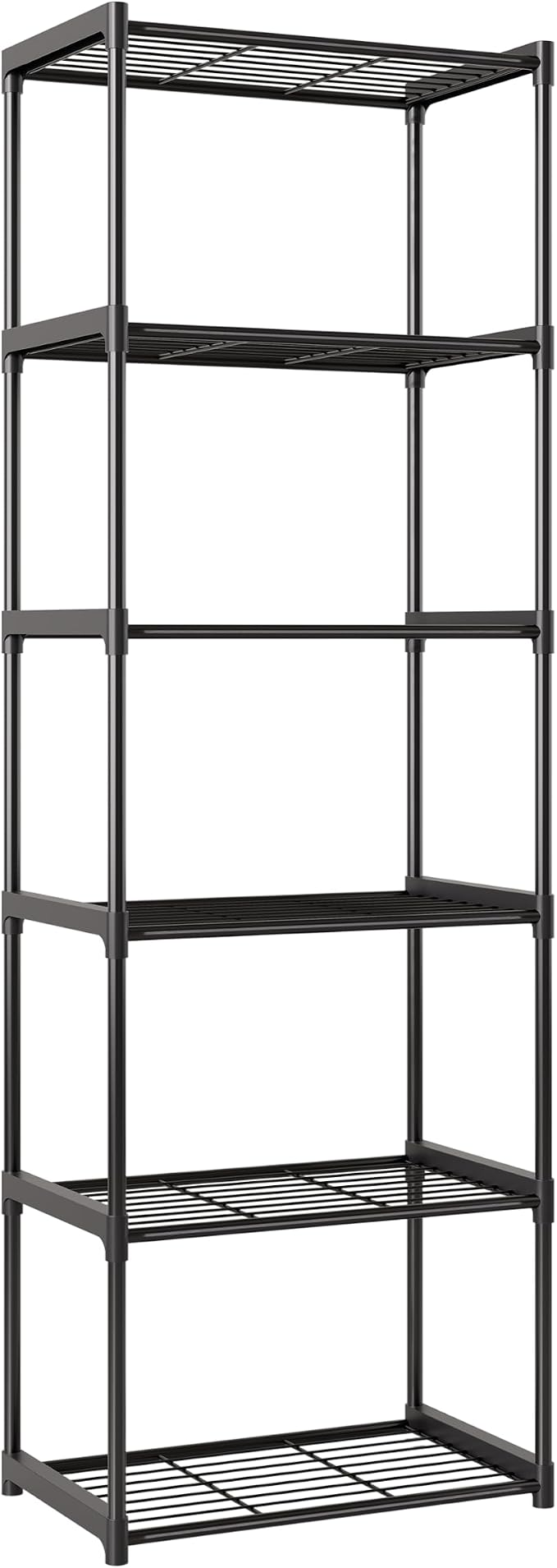 6-Tier Storage Shelves with Plastic Connectors – Metal Shelf Organizer by Unknown