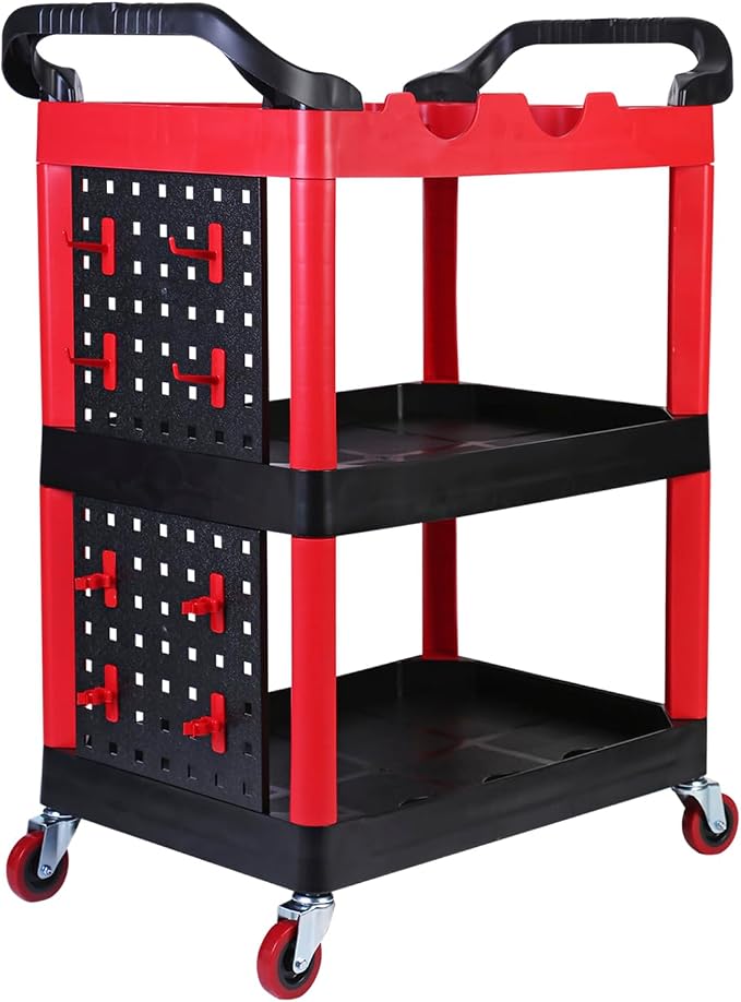 MaxWorks 50886 3 Shelf Rolling Utility Service Cart by MaxWorks