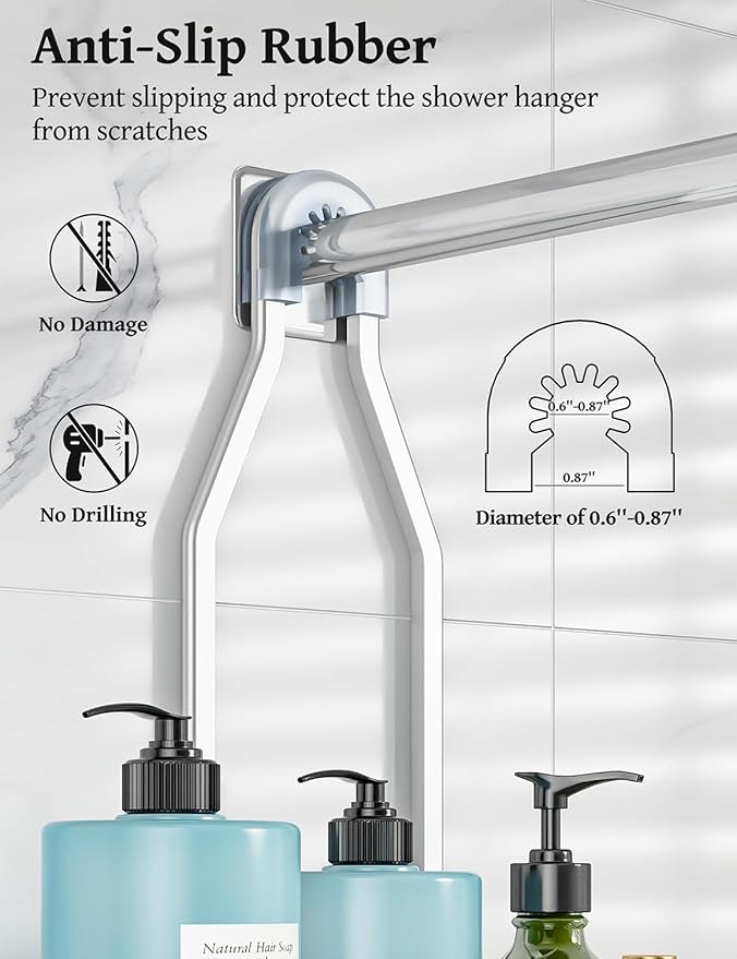 YASONIC Never Rust Shower Caddy Hanging, Aluminum Shower Racks - Image 4
