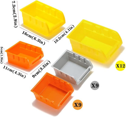 30-Bin Wall Mounted Storage Bins Kit, Tool Organizer Rack, Garage Hardware - Image 3