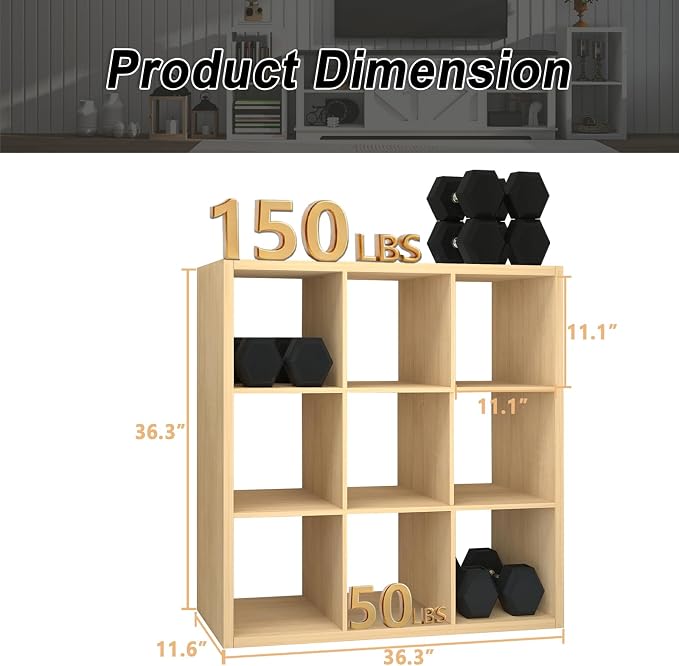 CTESNE【2026 Wooden Thick Frame 9 Cube Storage Organizer Shelf - Image 3