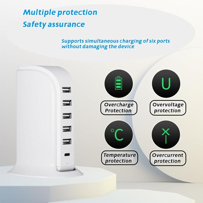 USB Charging Station for Multiple Devices, 40W Multiport Charger Tower - Image 6